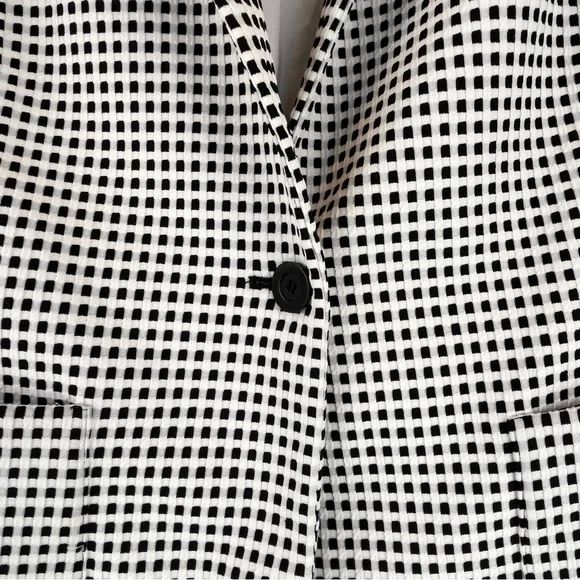 Talbots Checkered Gingham Blazer Suit Coat Jacket Mid-Weight Black White Sz L - Picture 6 of 11